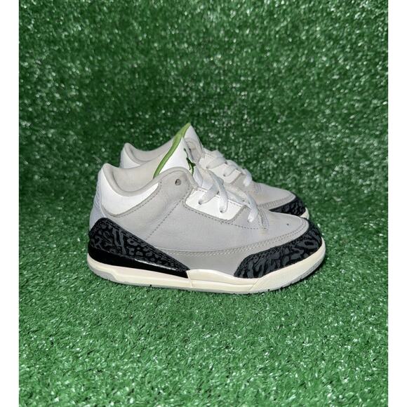 Nike Air Jordan Retro 3 Toddler Size 9C Chlorophyll Grey Green Shoes 398614-006 - Picture 1 of 9